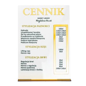 Cennik do gabinetu kosmetycznego