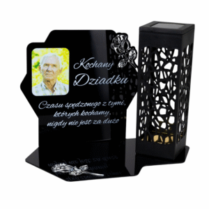 Znicz solarny ze zdjęciem i dedykacją