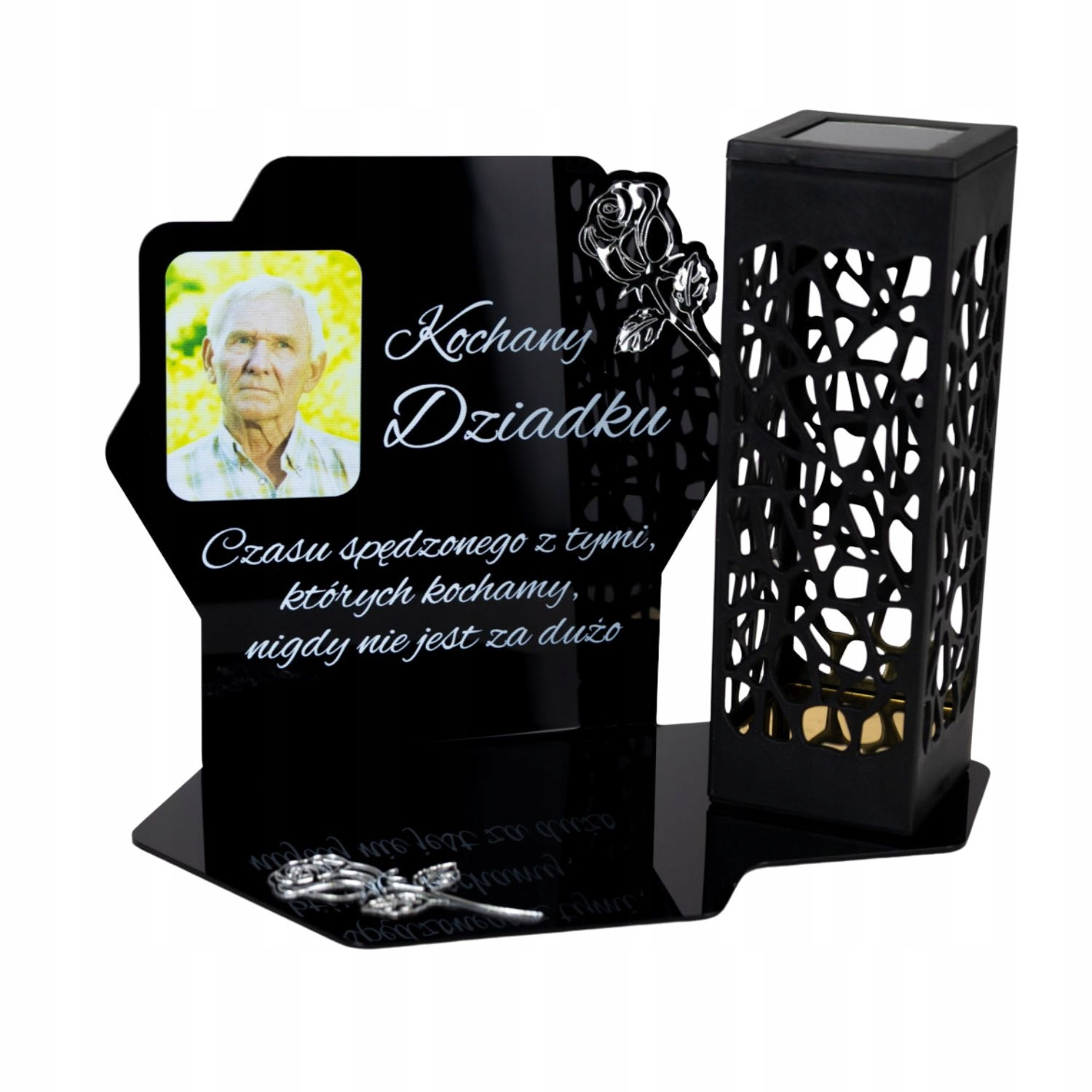 Znicz solarny ze zdjęciem i dedykacją