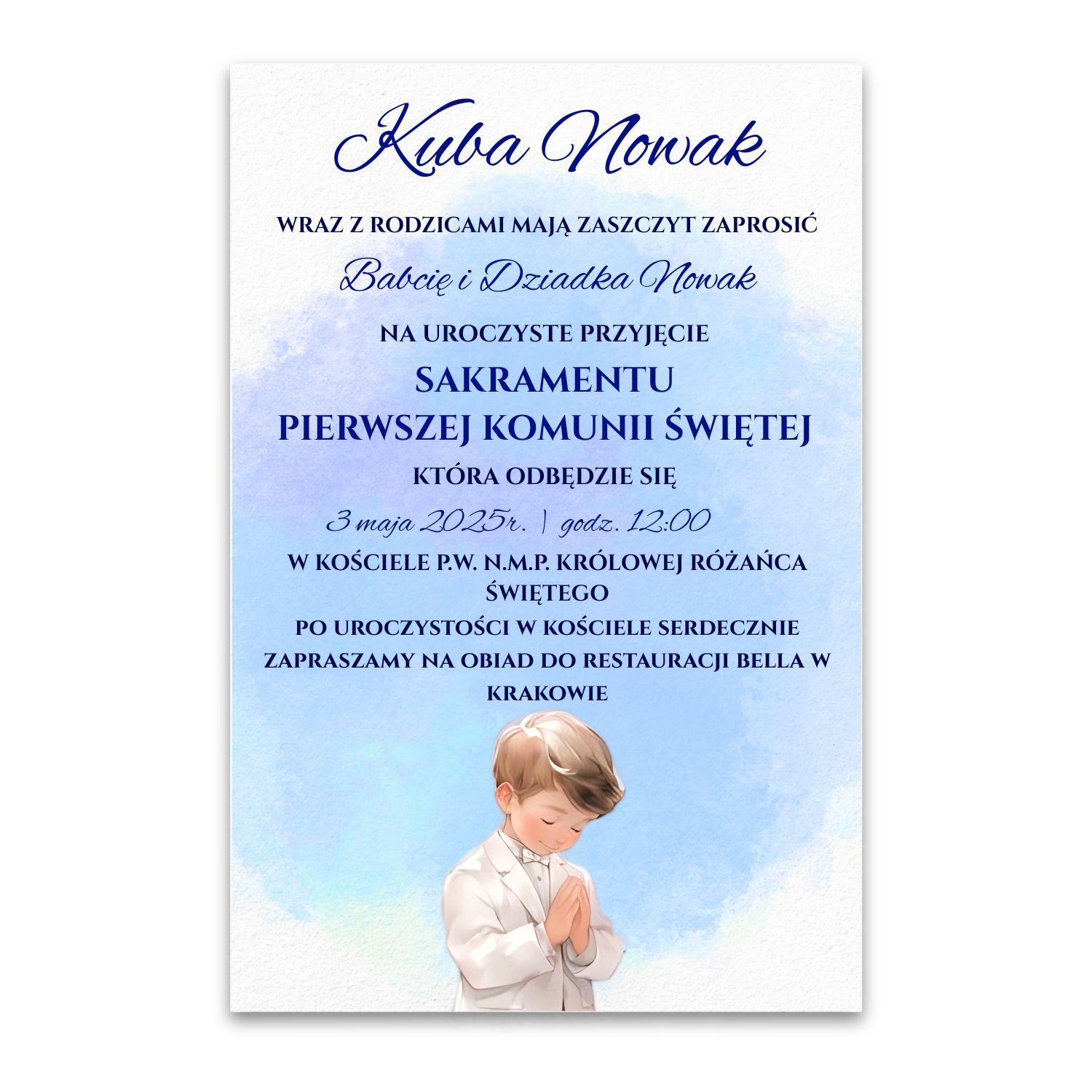 Zaproszenie na Komunię - personalizowane UV - obrazek 3