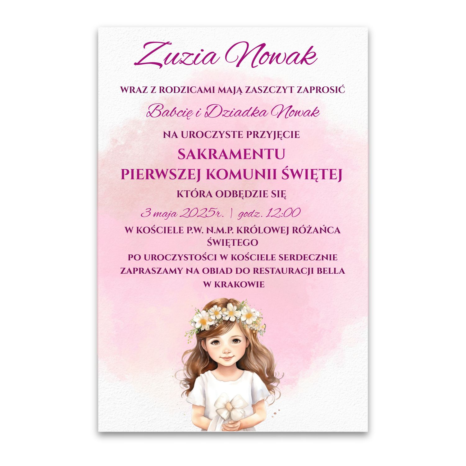 Zaproszenie na Komunię - personalizowane UV - obrazek 2